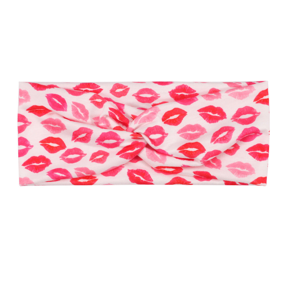 Wholesale Valentine's Day Printed Fashion Headband Love Rose Fitness Yoga Sports Headband